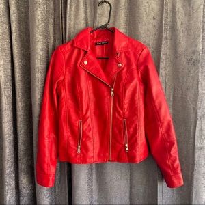 Faux leather moto jacket